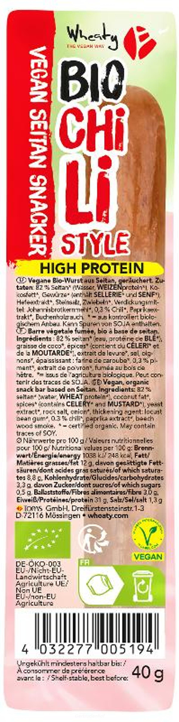 Produktfoto zu Wheaty Chili Snacker 40g (WHE)