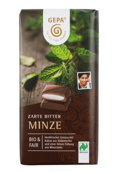 Produktfoto zu Zartbitter Minze 100g GEPA
