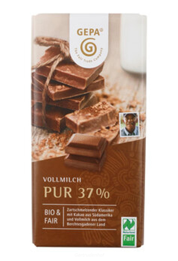 Produktfoto zu Vollmilch Schokolade 37% GEPA