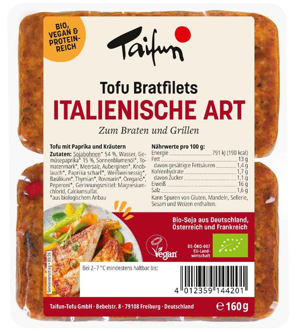 Produktfoto zu Tofu Bratfilets Ital. Art 160g