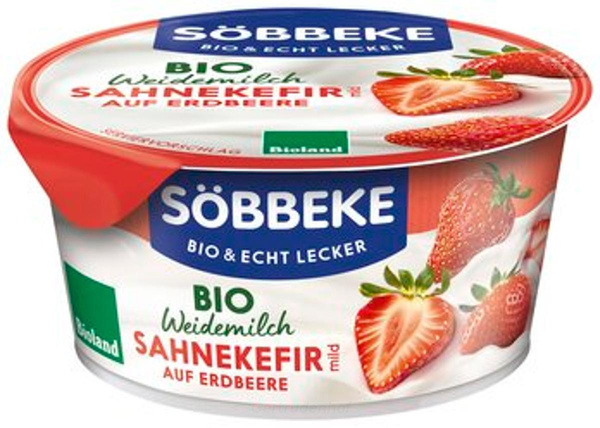 Produktfoto zu Sahnekefir auf Erdbeere Becher